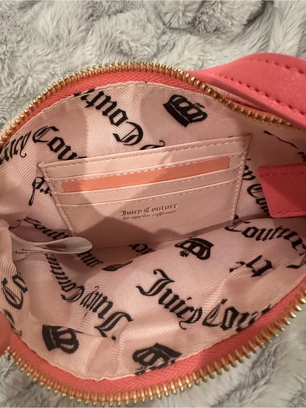 Juicy Couture Terry Cloth Pink Embroidered Crown Accent Shoulder Bag